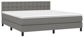 vidaXL Κρεβάτι Boxspring με Στρώμα &amp; LED Σκ.Γκρι 180x200 εκ Υφασμάτινο