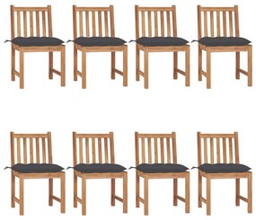 vidaXL Καρέκλες Κήπου 8 τεμ. από Μασίφ Ξύλο Teak με Μαξιλάρια