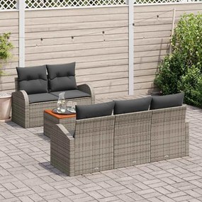 vidaXL Σετ Καναπέ Κήπου 6 pcs Γκρι Πολυ ράταν