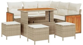 vidaXL Σετ Καναπέ Κήπου με μαξιλάρι 9 pcs μπεζ και κρεμ