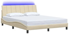 vidaXL Σκελετός Κρεβατιού Χωρίς Στρώμα Κρεμ 160x200 εκ. Υφασμάτινο