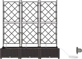 vidaXL Γλάστρα Κήπου 3 pcs Καφέ Ατσάλι