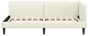 vidaXL Κρεβάτι Γωνίας Κρεμ 90 x 190 cm Βελούδο και Εργοστασιακό ξύλο