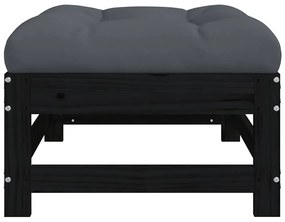 vidaXL Υποπόδιο Κήπου Μαύρο από Μασίφ Ξύλο Πεύκου με Μαξιλάρι
