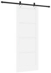 vidaXL Συρόμενη Πόρτα με Σετ Υλικών Λευκή 83x211 εκ. Συμπαγές Ξύλο Πεύκου