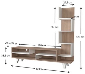 Έπιπλο τηλεόρασης Granada Megapap χρώμα λευκό - cordoba 149,5x29,5x120εκ.