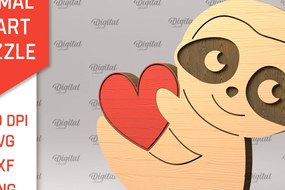 Σετ των 2 Intra απο ξύλο plywood 3mm-4mm πάχος – Sloth ξύλινο παζλ Δίασταση 20x20 cm INTRAFABR-97714712