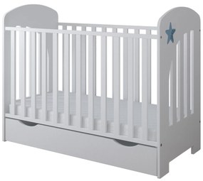 Βρεφικό Κρεβάτι Star Blue με Συρτάρι + Προστατευτικό 60x120cm  BC10051 BabyCute