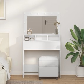 vidaXL Τραπέζι Μακιγιάζ Λευκό 79 x 41 x 135 cm Επεξεργασμένο ξύλο