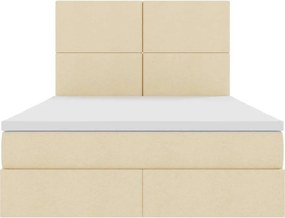 vidaXL LED Κρεβάτι αποθήκευσης με στρώμα Κρέμ 140 x 190 cm Ύφασμα