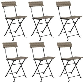 vidaXL Καρέκλες Bistro Πτυσσόμενες 6 τεμ Γκρι Συνθετικό Ρατάν & Ατσάλι