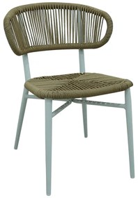 Καρέκλα στοιβαζόμενη Agus pakoworld αλουμίνιο σε λευκό- pe rattan σε φυσική απόχρωση 55x63x77εκ