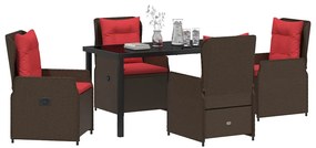 vidaXL Σέτ φαγητού για κήπο 5 pcs Καφέ Πολυ ράταν