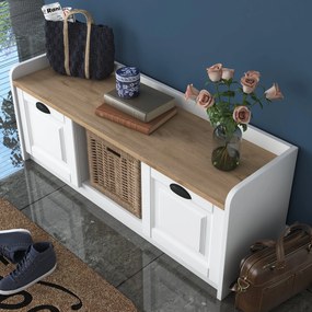 Παπουτσοθήκη P2 - 1808 - Χρώμα Λευκό &amp; Καρυδί - 120x40x45εκ