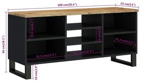 Έπιπλο Τηλεόρασης 100x33x46 εκ. Μασίφ Ξύλο Μάνγκο &amp; Επεξ. Ξύλο - Καφέ