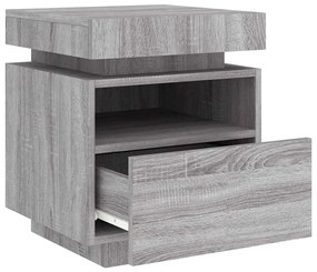 vidaXL Κομοδίνα με Φώτα LED 2 τεμ. Γκρι Sonoma 40x39x48,5 εκ.