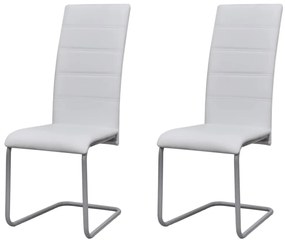 vidaXL Καρέκλες Τραπεζαρίας «Πρόβολος» 2 τεμ. Λευκές Συνθετικό Δέρμα