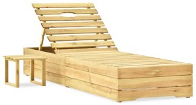 vidaXL Ξαπλώστρα Κήπου από Εμποτ. Ξύλο Πεύκου με Τραπεζάκι &amp; Μαξιλάρι