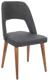 Artekko Liber Καρέκλα με Ξύλινο Καφέ Σκελετό και Σκούρο Γκρι/Ανθρακί Ύφασμα (48x60x92)cm