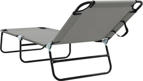 vidaXL Πτυσσόμενη ξαπλώστρα 2 pcs Γκρι 188 x 57 x 86,5 εκ. Πολυεστέρας
