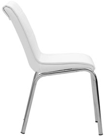 Καρέκλα Avante pakoworld PU λευκό-πόδι χρωμίου - Τεχνόδερμα - 190-000039