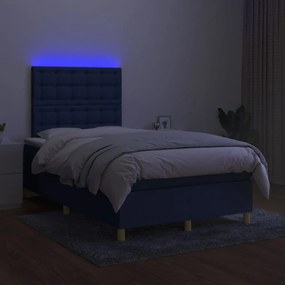 ΚΡΕΒΑΤΙ BOXSPRING ΜΕ ΣΤΡΩΜΑ &amp; LED ΜΠΛΕ 120X200 ΕΚ. ΥΦΑΣΜΑΤΙΝΟ 3135747