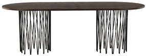 Τραπέζι Dallas 3193, Μαύρο, Καφέ, 74x100x220cm, 40 kg, Φυσικό ξύλο καπλαμά, Ινοσανίδες μέσης πυκνότητας, Μέταλλο | Epipla1.gr