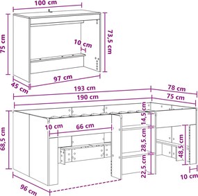 vidaXL Κρεβάτι Υψηλής Θέσης για Παιδιά με Γραφείο 2 τεμ. Λευκό