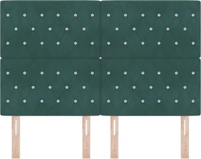 vidaXL LED κεφαλάρι με LED ταινίες φωτός Σκούρο Πράσινο 144 cm Βελούδο