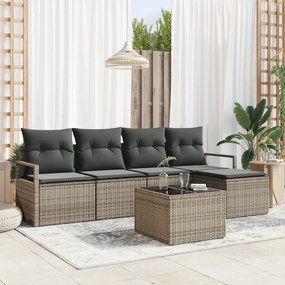 vidaXL Σετ Καναπέ 5 Τεμαχίων Κήπου με Μαξιλάρια Μαύρο Poly Rattan