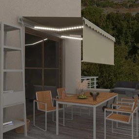 vidaXL Ηλεκτρική τέντα με LED και αισθητήρα 3 x 2,5 m Κρεμ