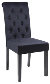 CHAIR ROXIE  K/D BLACK VELVET WITH WOODEN LEGS 46,5x61,5x100Υ cm.