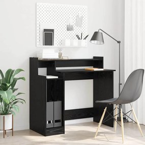 vidaXL Γραφείο με ράφι Μαύρη Οξυά 97 x 45 x 90 εκ. Επεξεργασμένο ξύλο