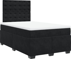 vidaXL Κρεβάτι Boxspring με Στρώμα Μαύρο 120 x 200 εκ. Βελούδινο