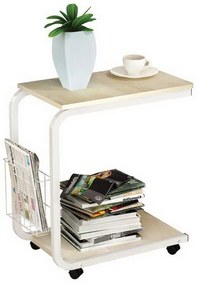 Τραπεζάκι Σαλονιού Βοηθητικό Lap ΕΜ47,1 51x30x56cm White-Maple Melamine, Metal
