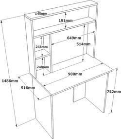 Γραφείο ArteLibre BROMPTON Πεύκο/Λευκό Μοριοσανίδα 90x51.6x148cm