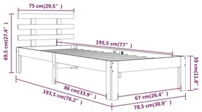 Πλαίσιο Κρεβατιού Μελί 75x190 εκ. Ξύλο Πεύκου Small Single - Καφέ