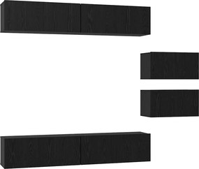 vidaXL Σετ επίπλου τηλεόρασης 6 pcs Μαύρη Οξυά Επεξεργασμένο ξύλο