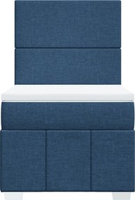 vidaXL Κρεβάτι Boxspring με Στρώμα Μπλε 100 x 200 εκ. Υφασμάτινο