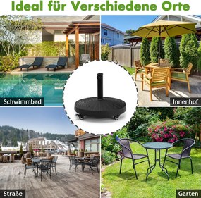 Costway Βάση Ομπρέλας με Ρόδες 23kg Στρογγυλή Μαύρη Φ52 cm OP70852