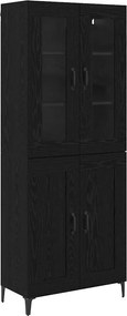 vidaXL Highboard Μαύρη Οξυά 69,5 x 34 x 180 εκ. Επεξεργασμένο Ξύλο