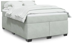 vidaXL Κρεβάτι Boxspring με Στρώμα Ανοιχτό Γκρι 160x200 εκ. Βελούδινο
