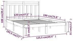 ΠΛΑΙΣΙΟ ΚΡΕΒΑΤΙΟΥ ΛΕΥΚΟ 120X190 ΕΚ. ΜΑΣΙΦ ΞΥΛΟ 4FT SMALL DOUBLE 3105221