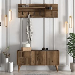 Stewehome Έπιπλο Εισόδου Λευκό με Κρεμάστρες &amp;amp; Ντουλάπι 120x35x60 cm