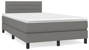 Κρεβάτι Boxspring με Στρώμα Σκούρο Γκρι 120x190 εκ Υφασμάτινο