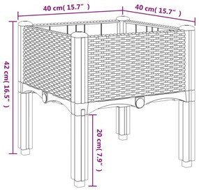 Ζαρντινιέρα Κήπου με Πόδια Καφέ 40x40x42 εκ. Πολυπροπυλένιο - Καφέ