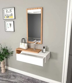 Stewehome Μοντέρνα Δίχρωμη MDF Κονσόλα Εισόδου με Καθρέπτη λευκή δρυς 82x29.6x15.8 cm