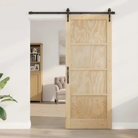 vidaXL Συρόμενη Πόρτα Χειροκίνητος Καφέ 86 x 211 cm Μασίφ ξύλο πεύκου