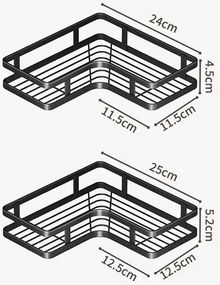Σετ επιτοίχια γωνιακά ράφια μπάνιου - 5pcs - 2152-1 - 170134 - Black