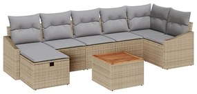 vidaXL Σετ Καναπέ Κήπου με μαξιλάρι 8 pcs Μπεζ Πολυ ράταν